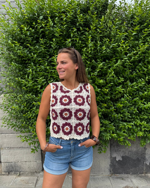 Top crochet bordeaux - ZAZA