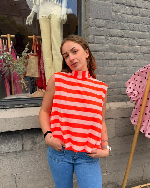 Blouse marinière orange - ELINA