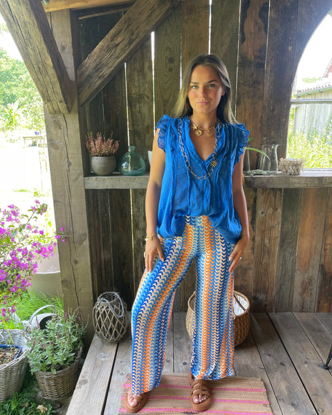 Pantalon bleu/orange - CHLORIA