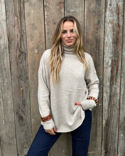 Pull col roulé - BEIGE