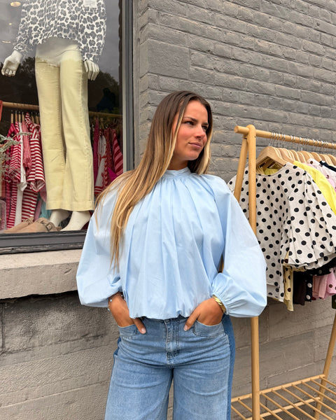 Blouse manches longues bleue - ELINA