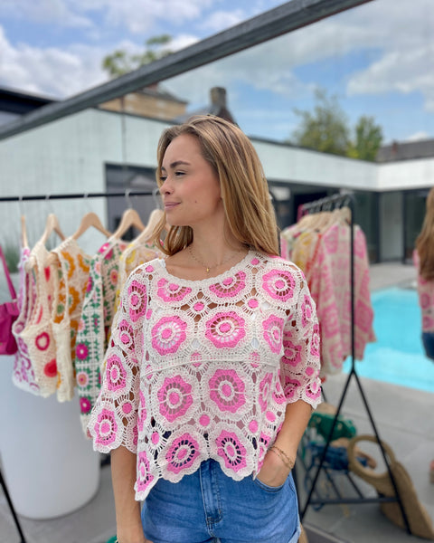 Haut crochet rose - ZAZIE