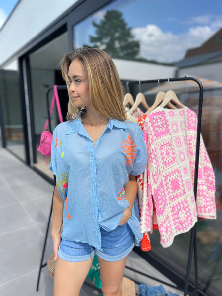 Chemise bleue - ÉTOILES