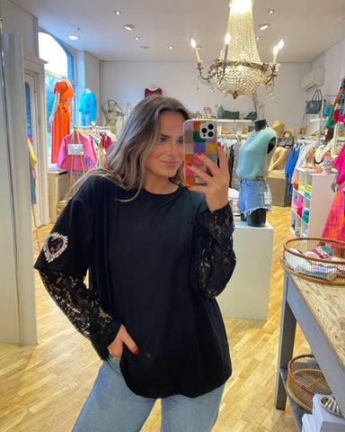 T-shirt dentelle noir - CLEMENT