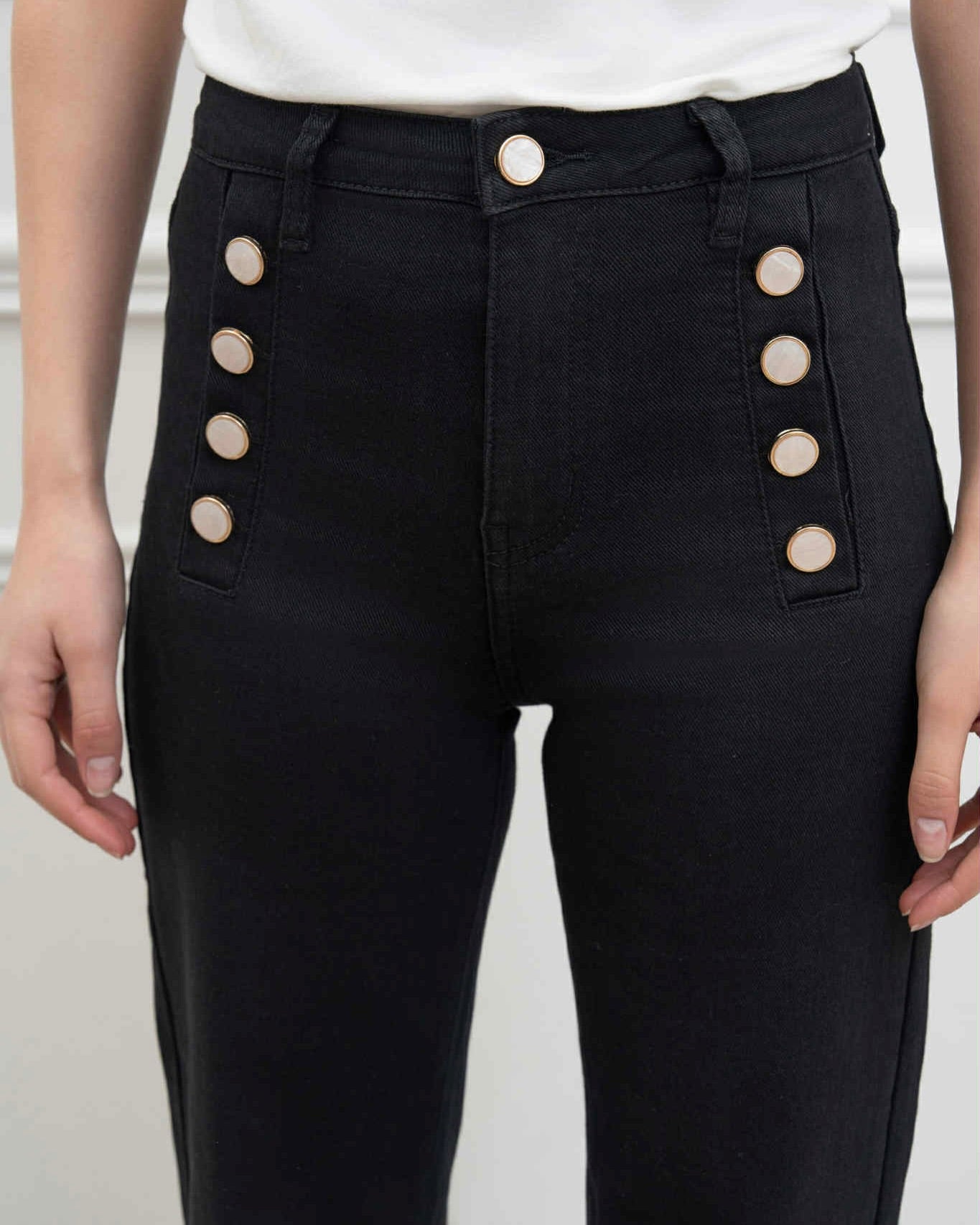 Pantalon boutons - NOIR