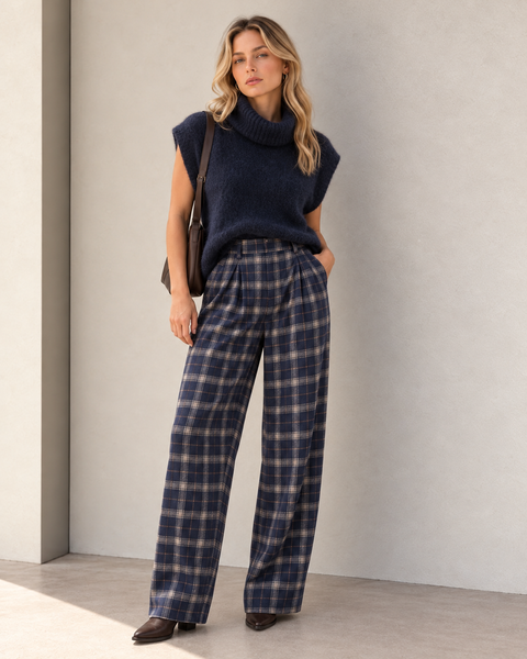 Pantalon vichy bleu - À PINCES