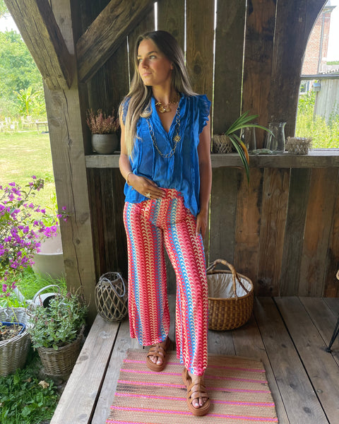 Pantalon bleu/rose - CHLORIA