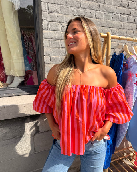 Haut bustier rose/orange - ANDIE