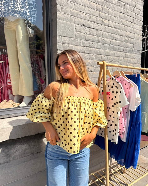 Haut bustier à pois jaune - ANDIE