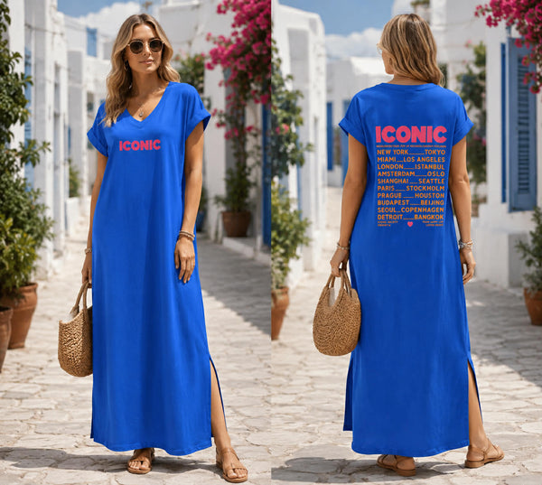 Robe longue t-shirt bleu - ICONIC