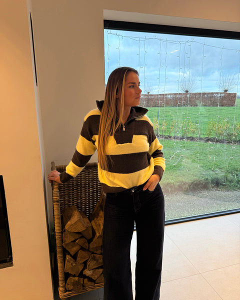 Pull jaune et marron - CASSTIYA