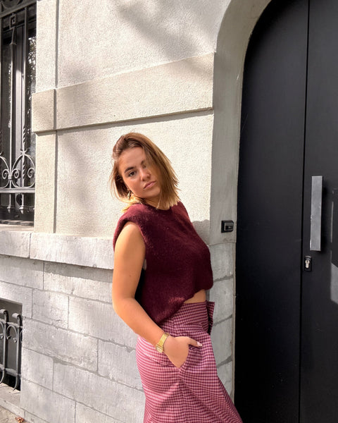 Pull epaulettes bordeaux - DADJI