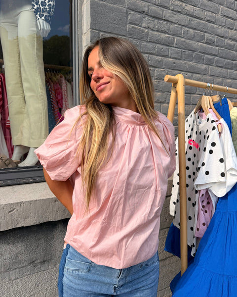 Blouse rose petites manches - ELINA