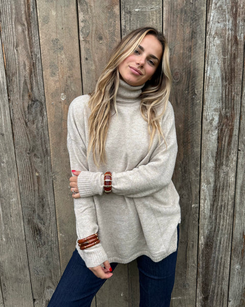 Pull col roulé - BEIGE