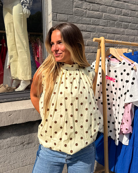 Blouse jaune/choco - ELINA