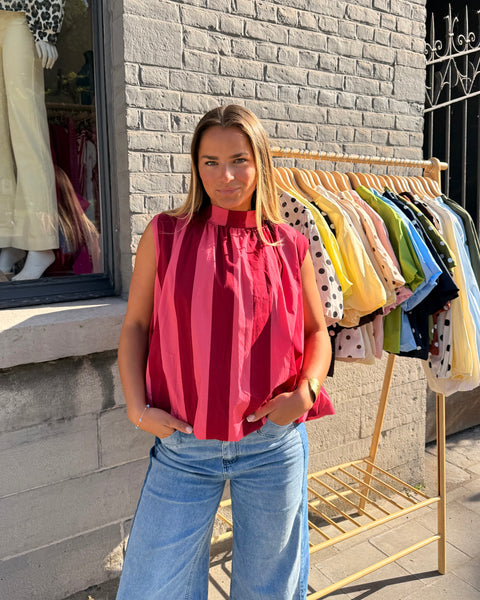 Blouse à ligne rose - ELINA