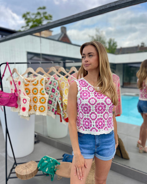 Haut crochet rose et magenta - ZAZA