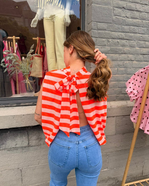Blouse marinière orange - ELINA