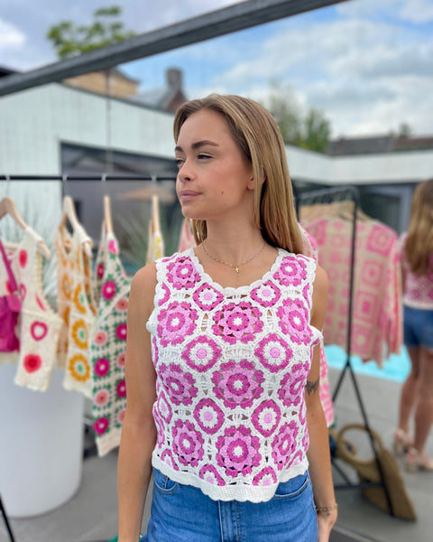 Haut crochet rose et magenta - ZAZA