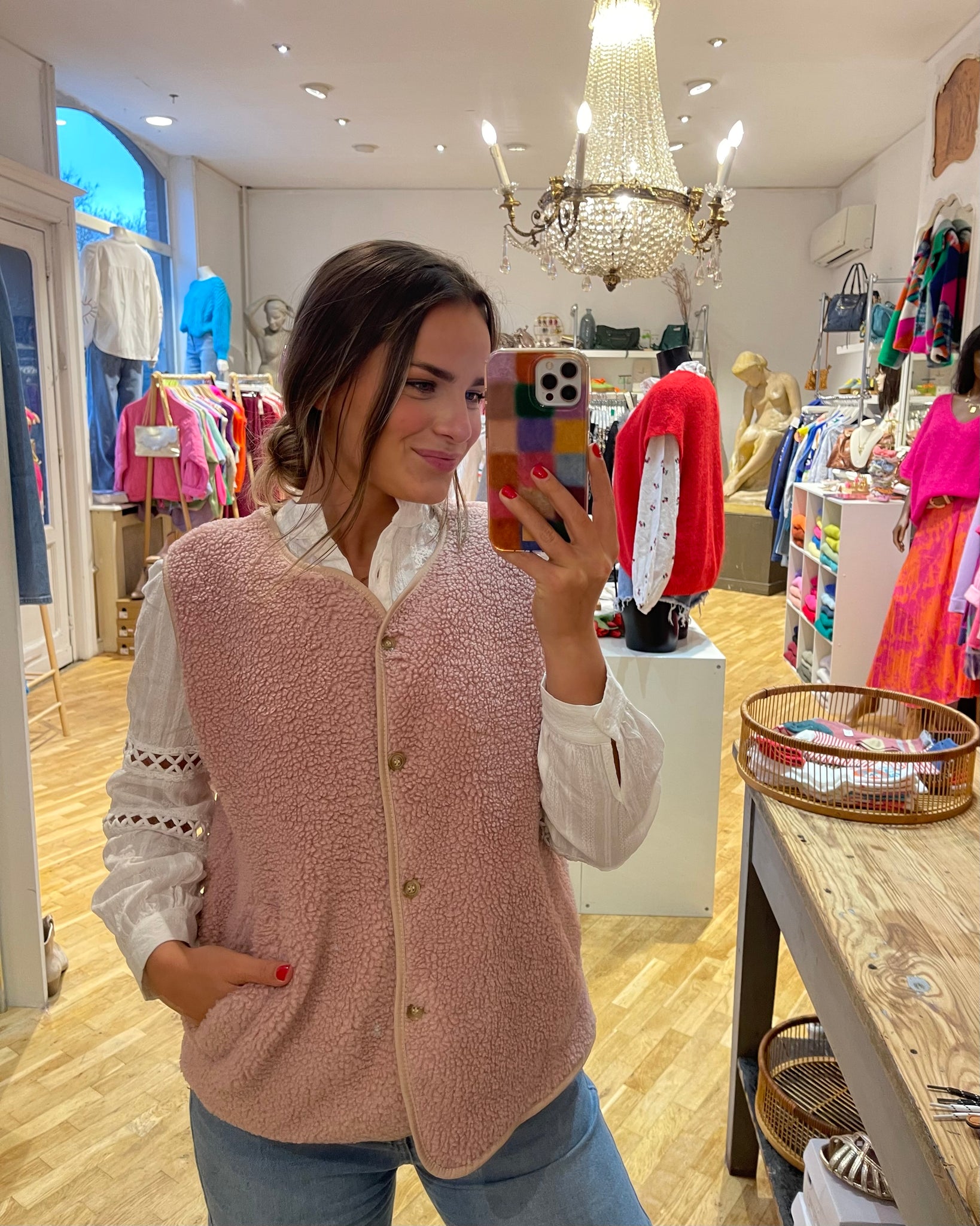 Gilet sans manches rose pale - TEDDY