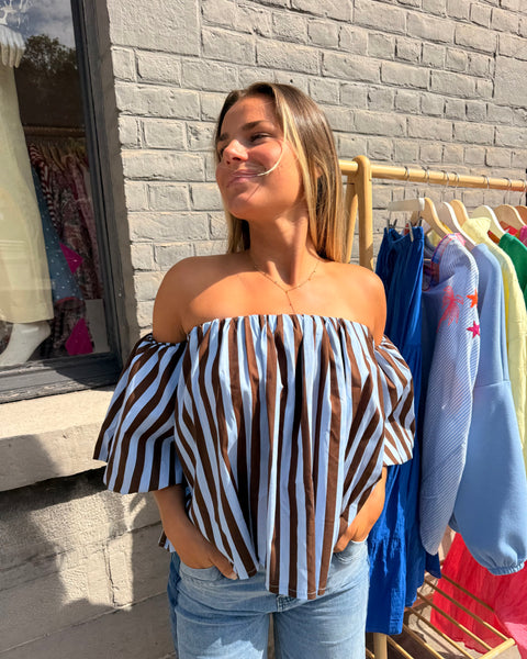 Haut bustier bleu/choco - ANDIE