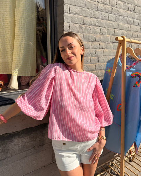 Blouse rose ligné - ELINA