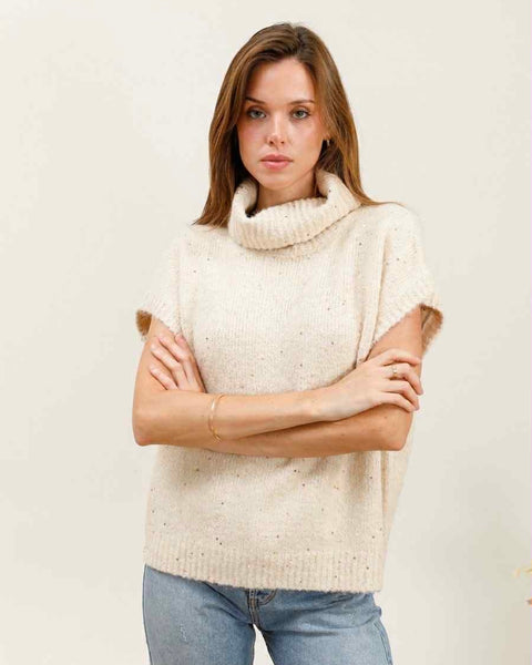 Col roulé sans manche - BEIGE