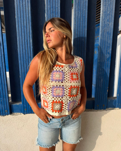 Top crochet Lila/orange - ZAZA