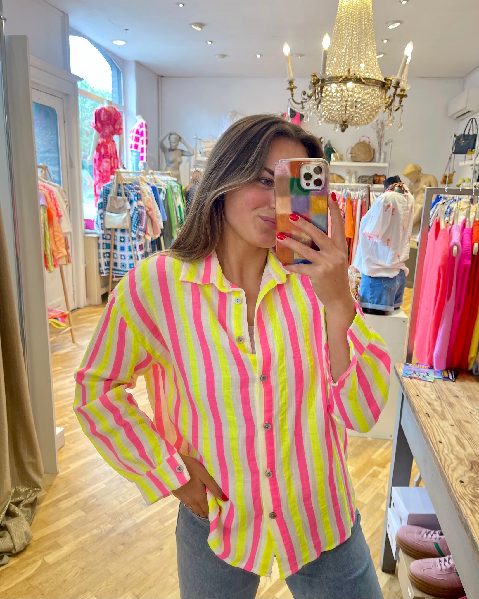 Chemisier raye jaune et rose - FLUO
