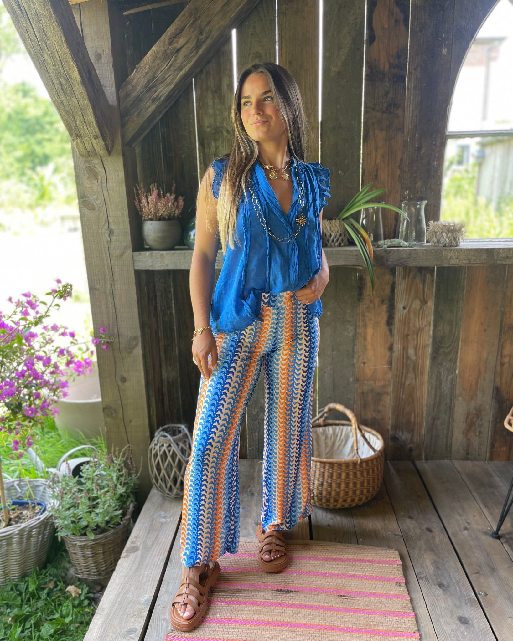 Pantalon bleu/orange - CHLORIA