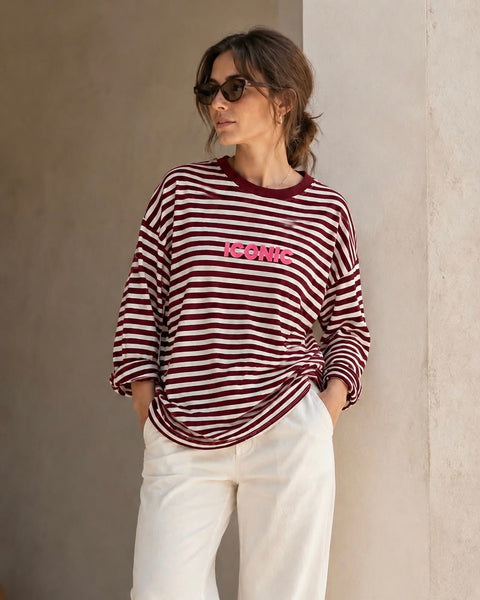 T-shirt manches longues bordeaux - ICONIC