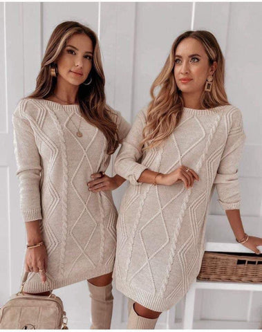 Robe pull beige - NOEMIE