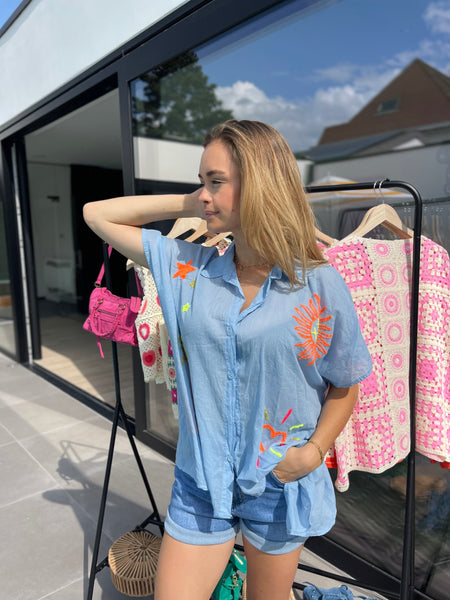 Chemise bleue - ÉTOILES