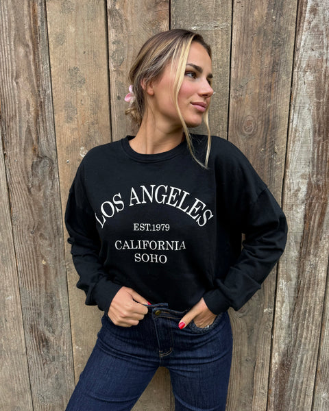 Sweat-shirt noir - LOS ANGELES