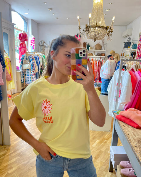 T-shirt jaune - HAPPY VIBES