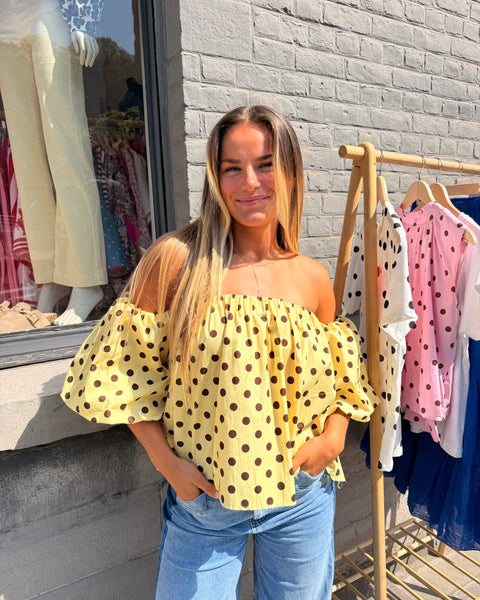 Haut bustier à pois jaune - ANDIE