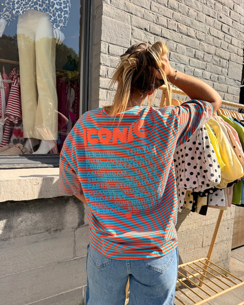 T-shirt lignée orange/bleu - ICONIC
