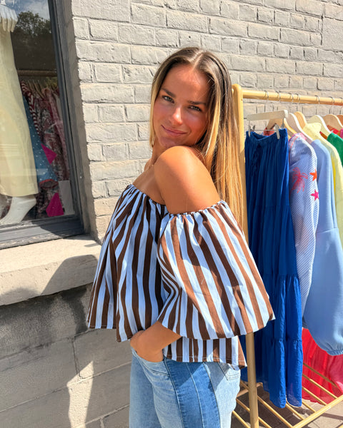 Haut bustier bleu/choco - ANDIE