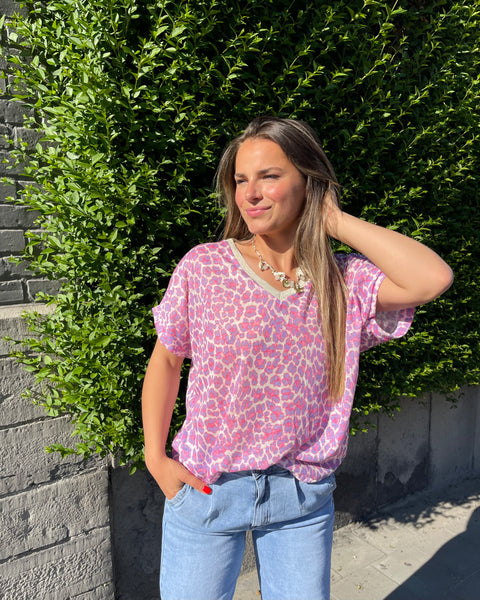 T-shirt lila leopard - DANAË
