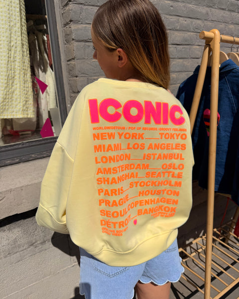 Sweat jaune écusson - ICONIC