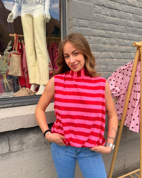 Blouse marinière rose - ELINA