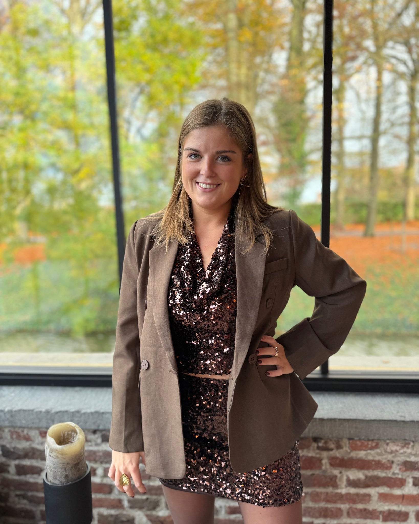 Jupe sequin chocolat - PAULINE