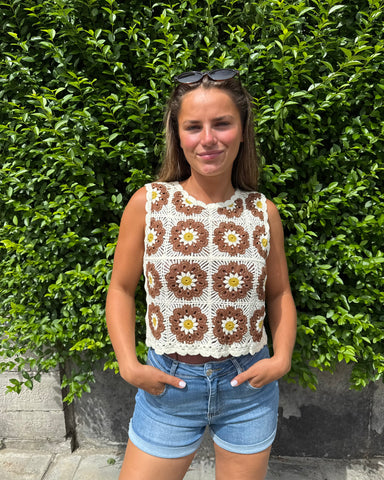 Top crochet marron - ZAZA