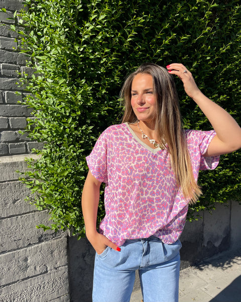 T-shirt lila leopard - DANAË