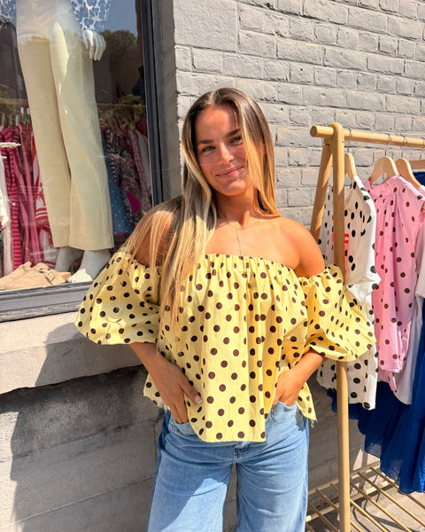 Haut bustier à pois jaune - ANDIE