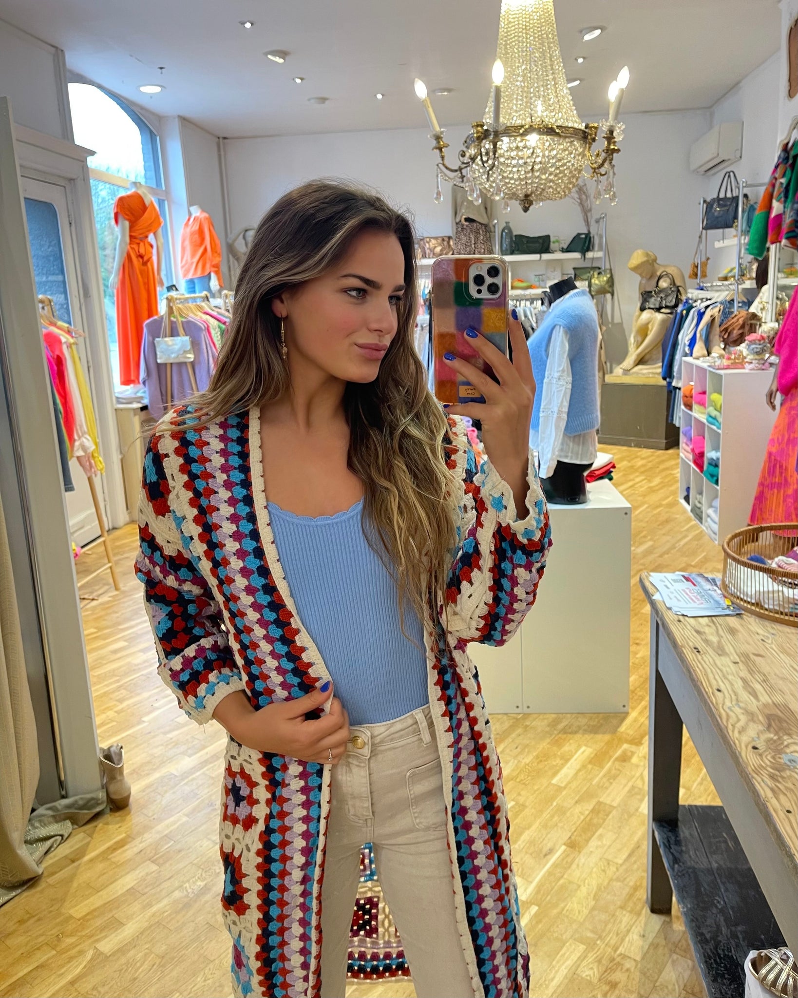Gilet crochet - BLEU FONCÉ
