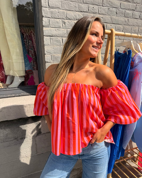Haut bustier rose/orange - ANDIE