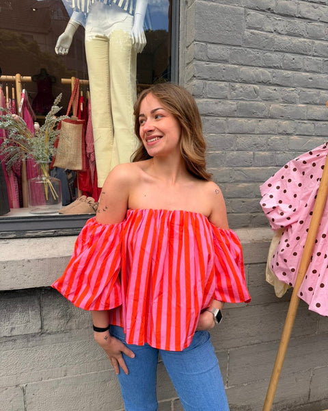 Haut bustier rose/orange - ANDIE