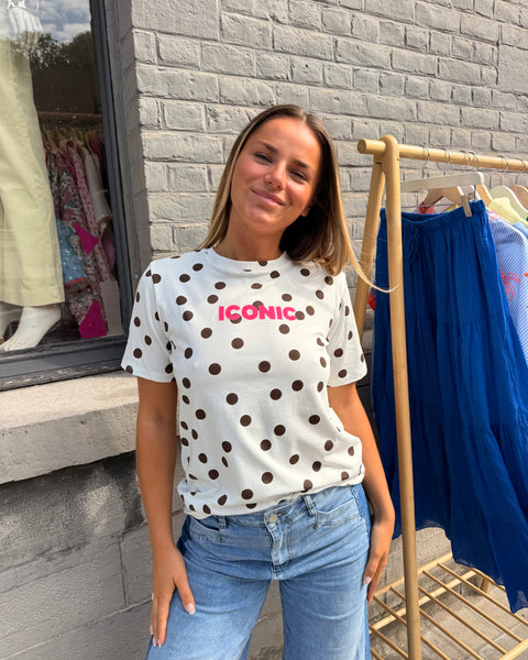 T-shirt à pois chocolat - ICONIC