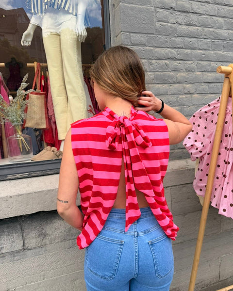 Blouse marinière rose - ELINA